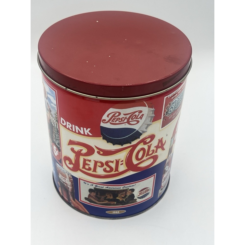 Vintage 1993 Pepsi Cola Popcorn Tin Houston Foods Advertising Collectible Can